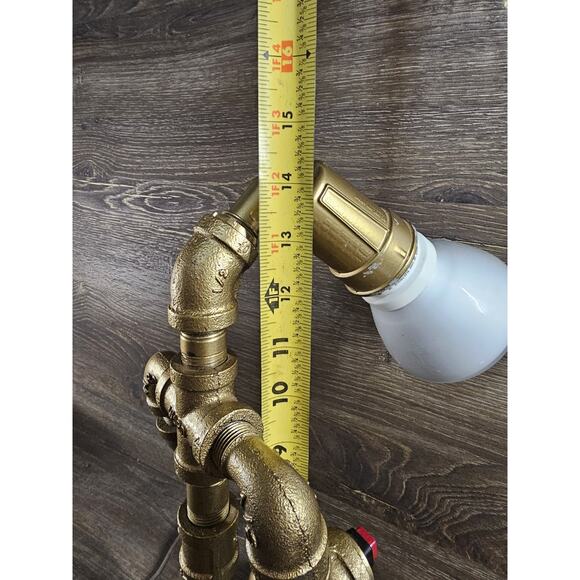 Industrial Steampunk Pipe Lamp Handmade Brass Fittings Desk Light Vintage Style - Picture 10 of 10